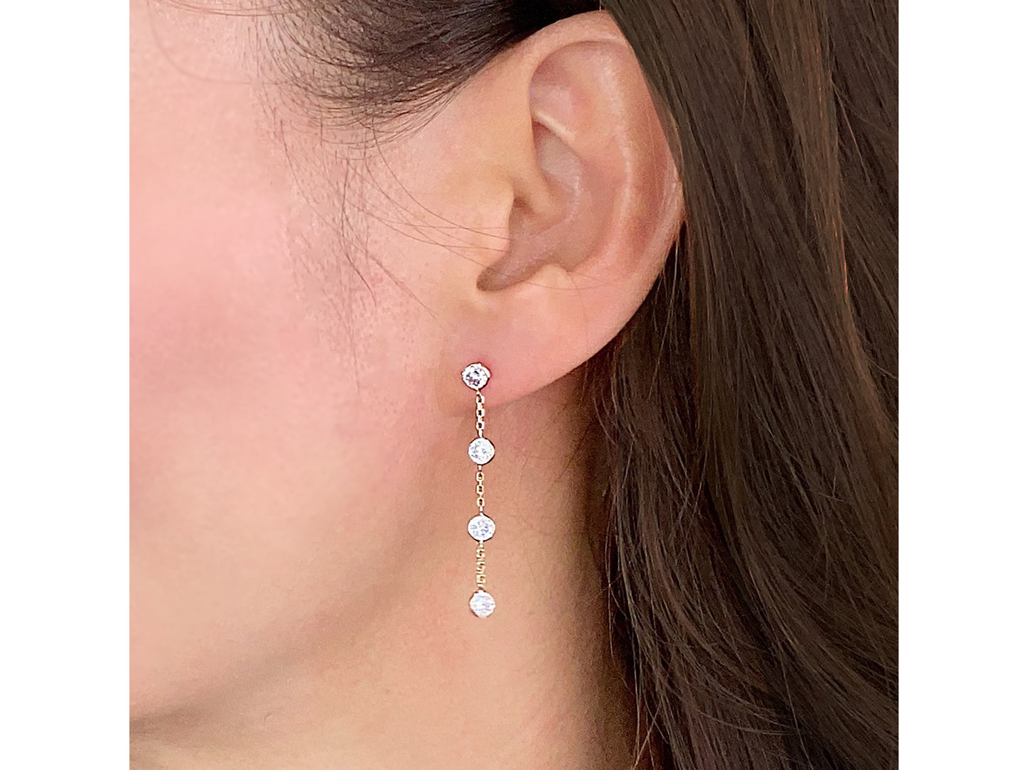 14K solid gold Drop earring with Chain