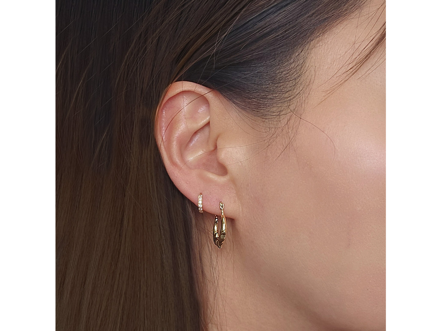 14K Solid Gold Dolphin Heart Hoop Earrings