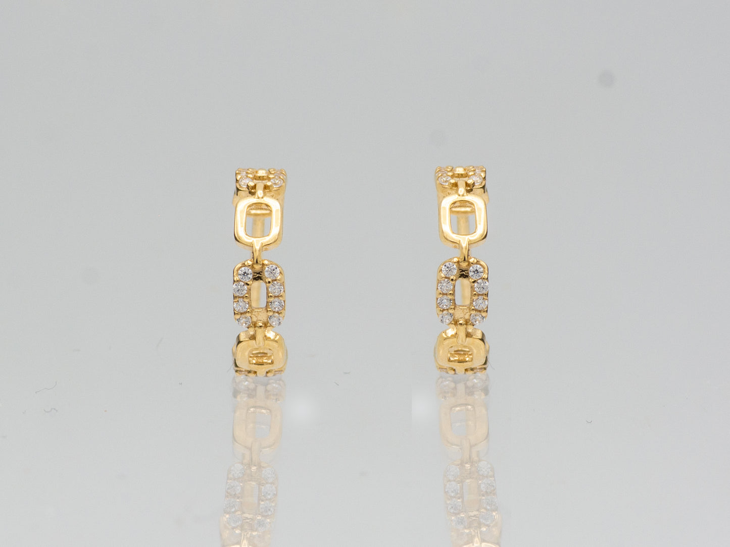 14K Solid Gold Chain Huggies Hoop earring