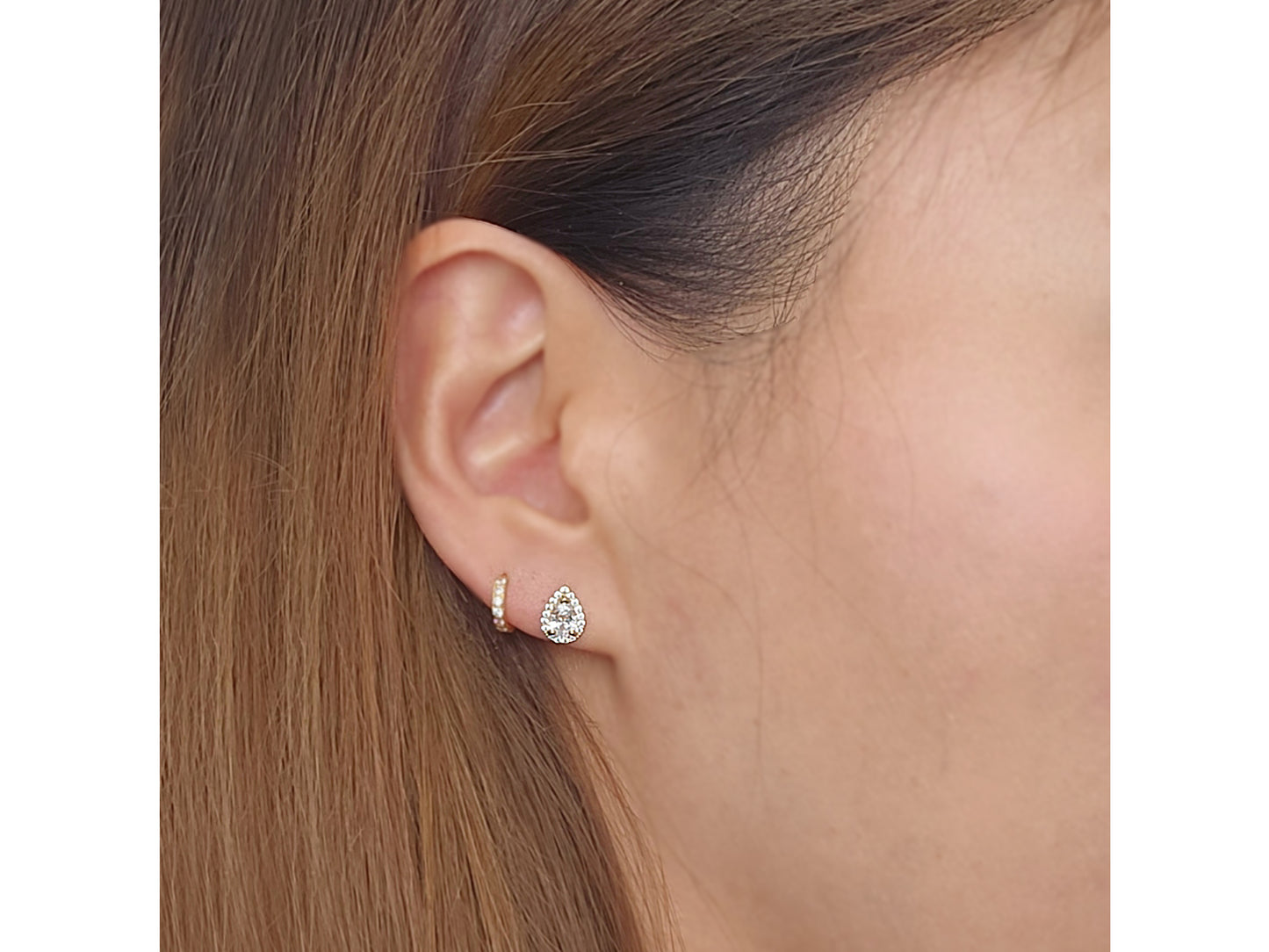 14k solid gold Teardrop Stud Earring