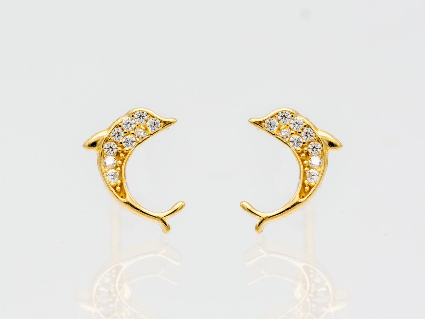 14k solid gold Dolphin stud earrings
