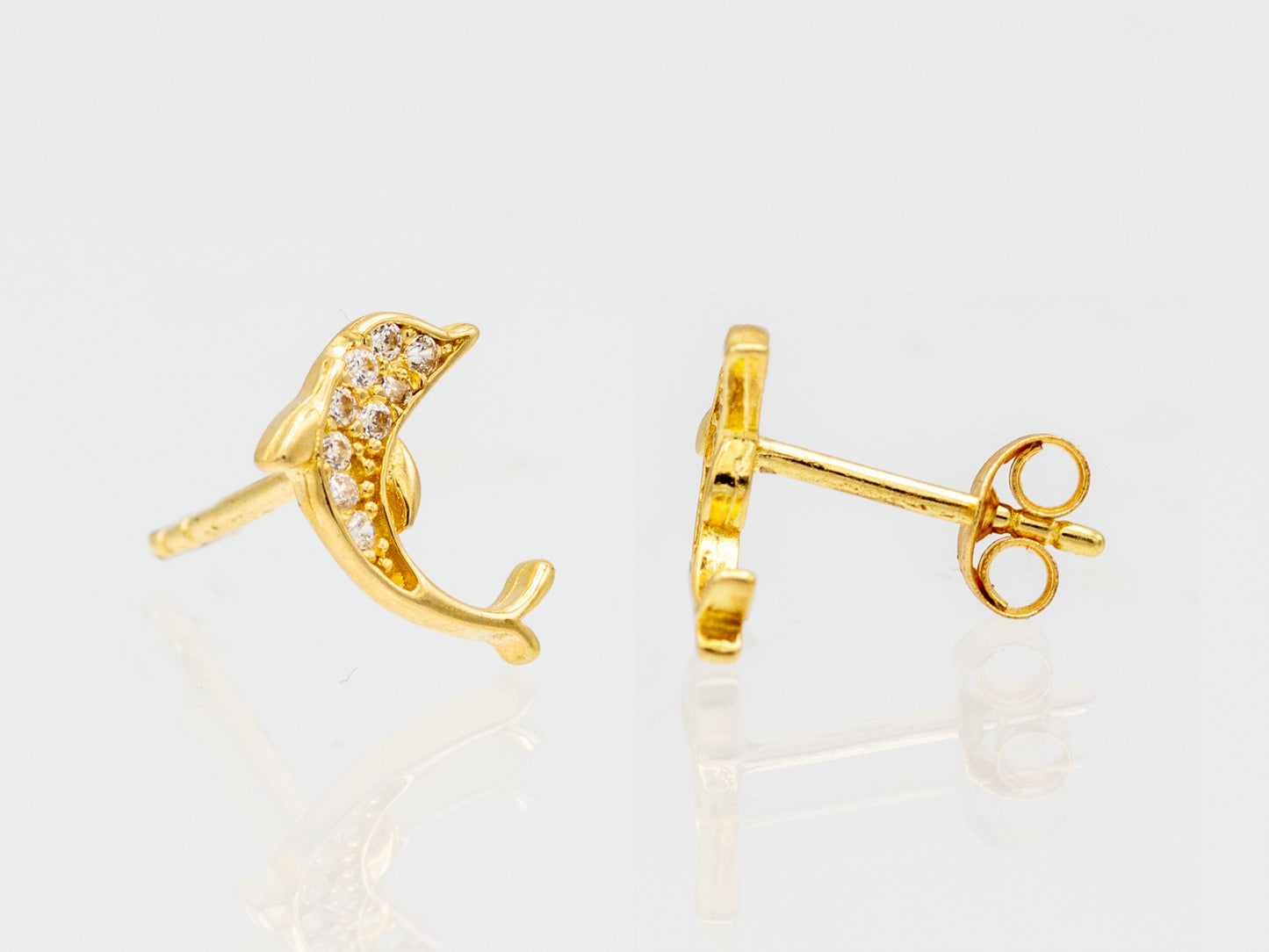 14k solid gold Dolphin stud earrings