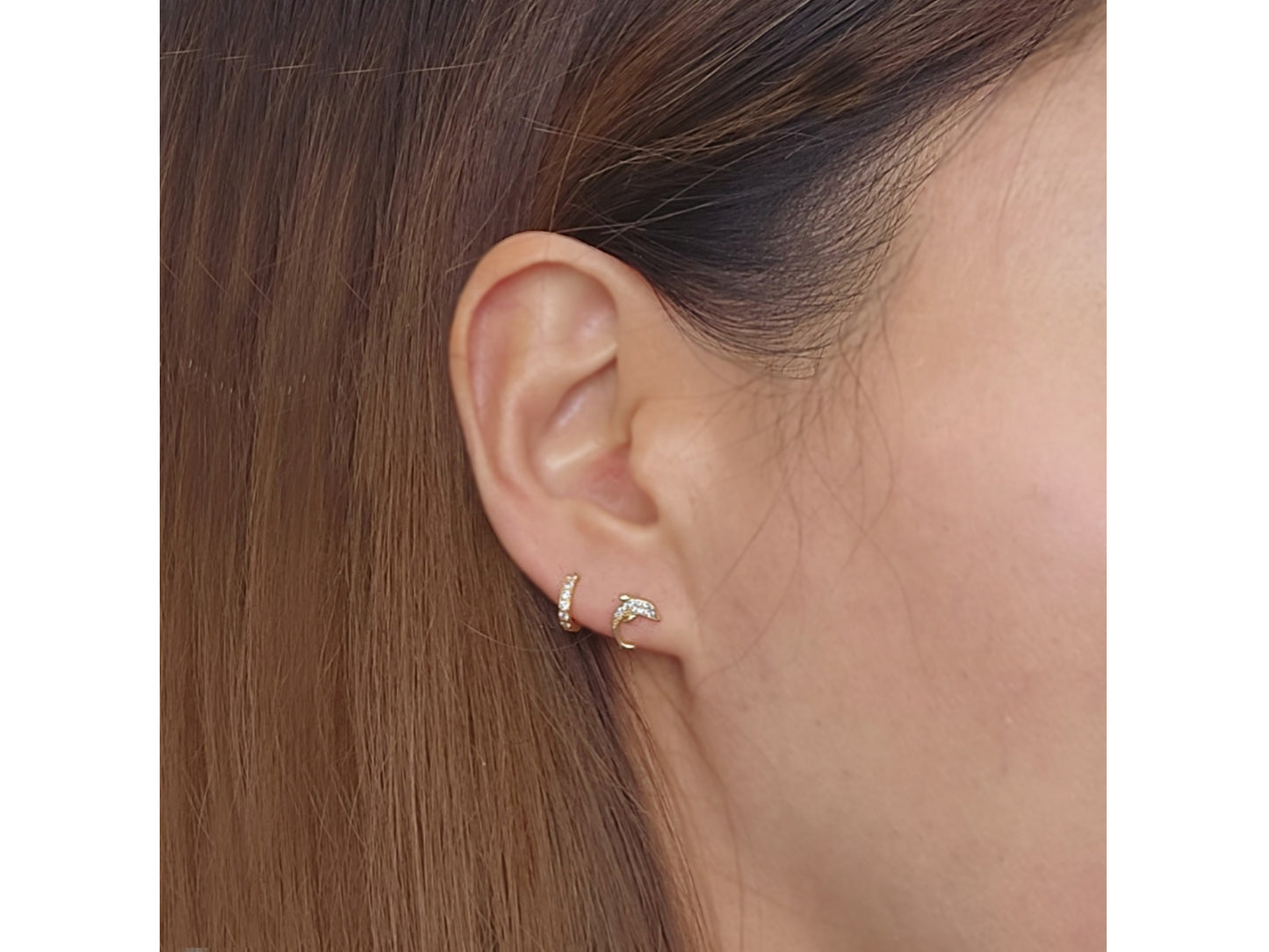 14k solid gold Dolphin stud earrings