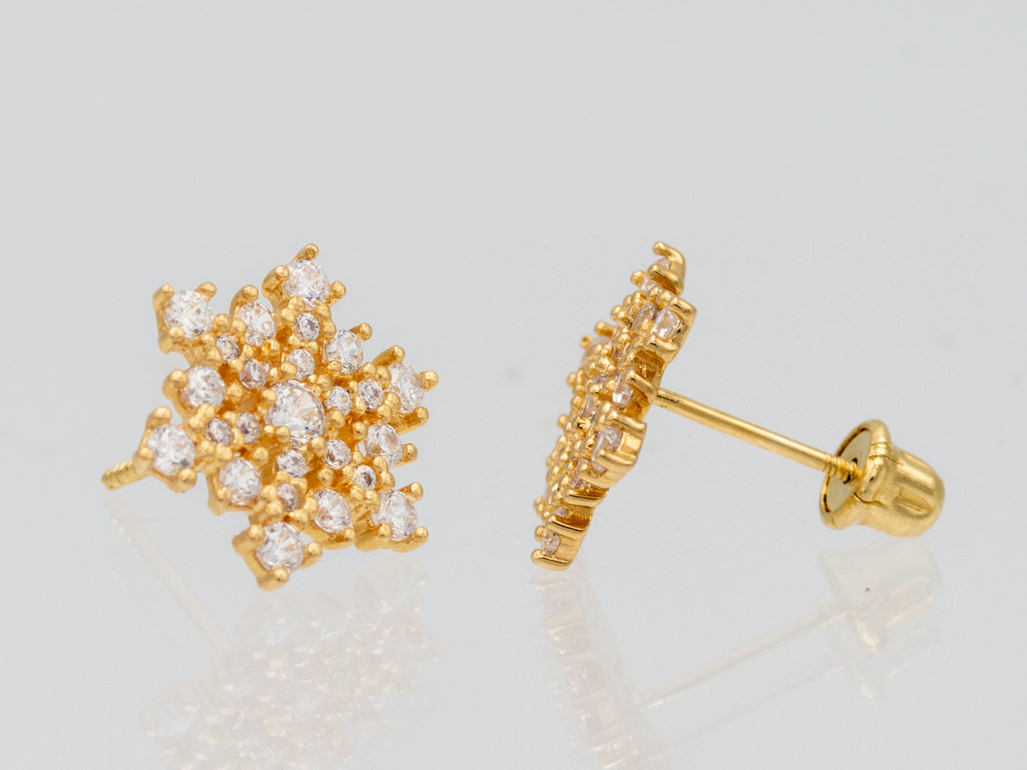 14k solid gold Snowflake Stud earring