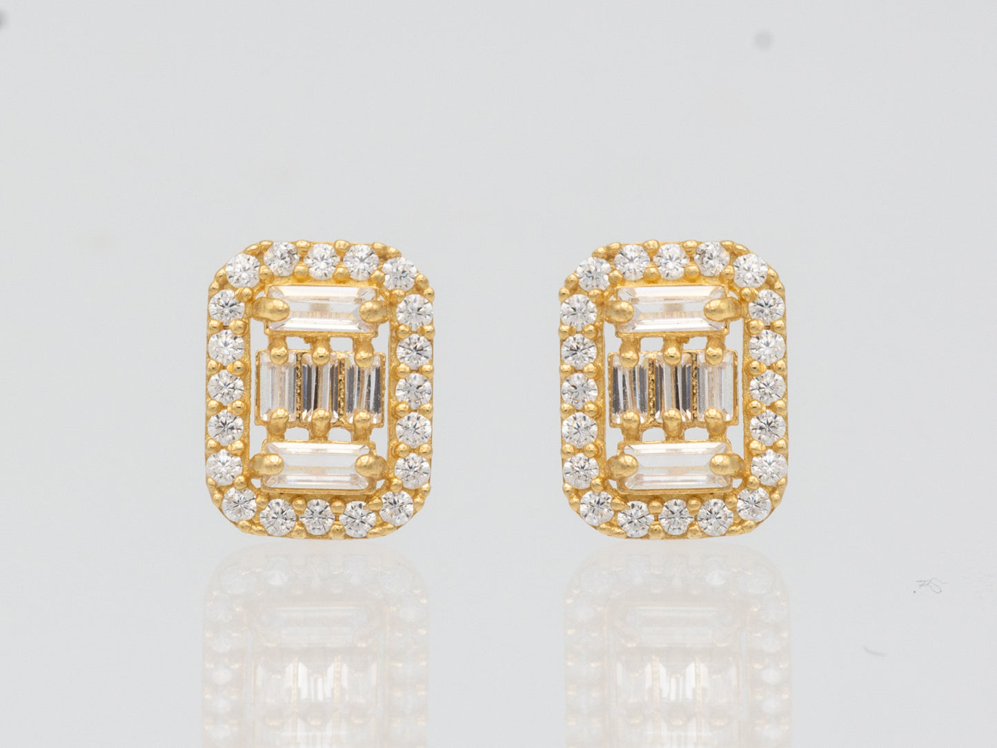 14k solid gold Mosaic Cluster stud earring