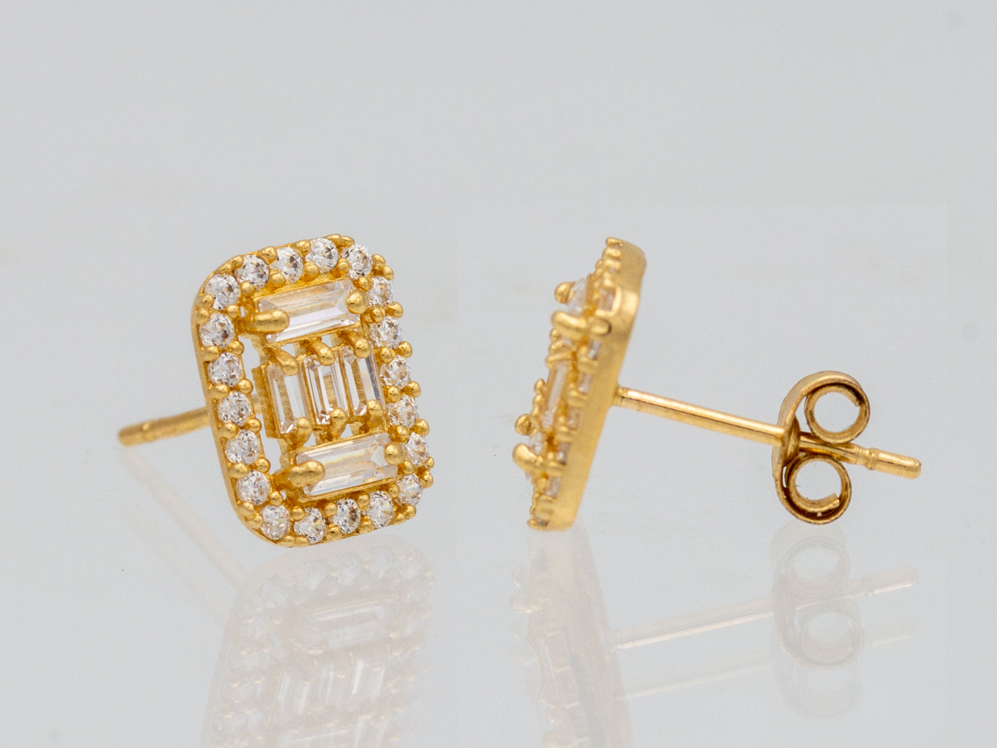 14k solid gold Mosaic Cluster stud earring