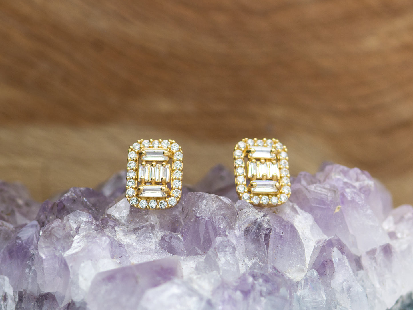 14k solid gold Mosaic Cluster stud earring
