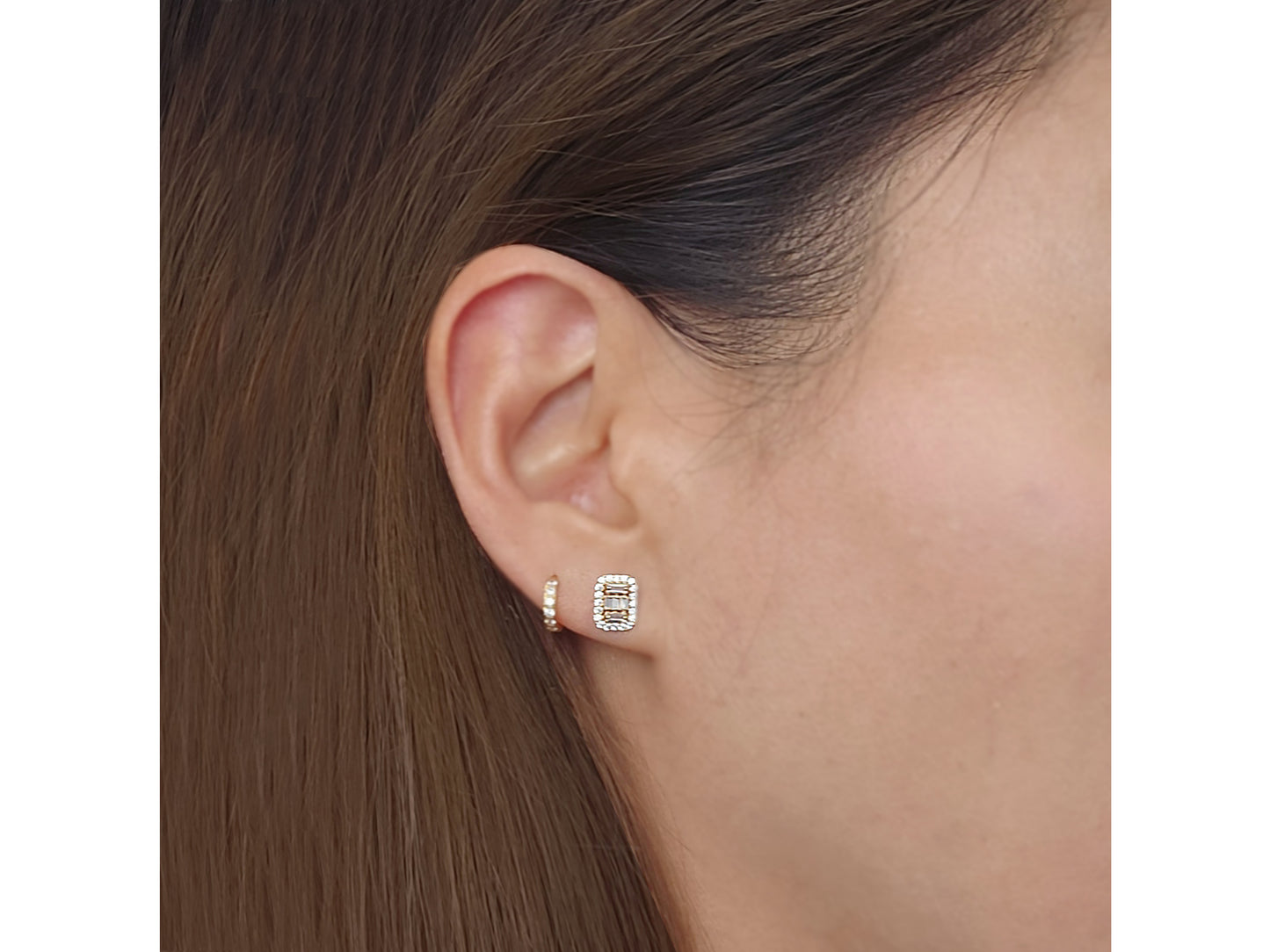 14k solid gold Mosaic Cluster stud earring