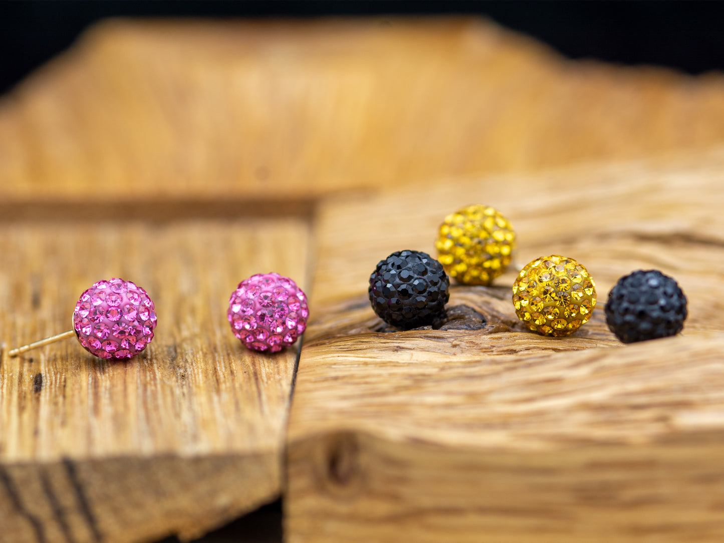 14k solid gold Crystal Disco Ball Stud earring