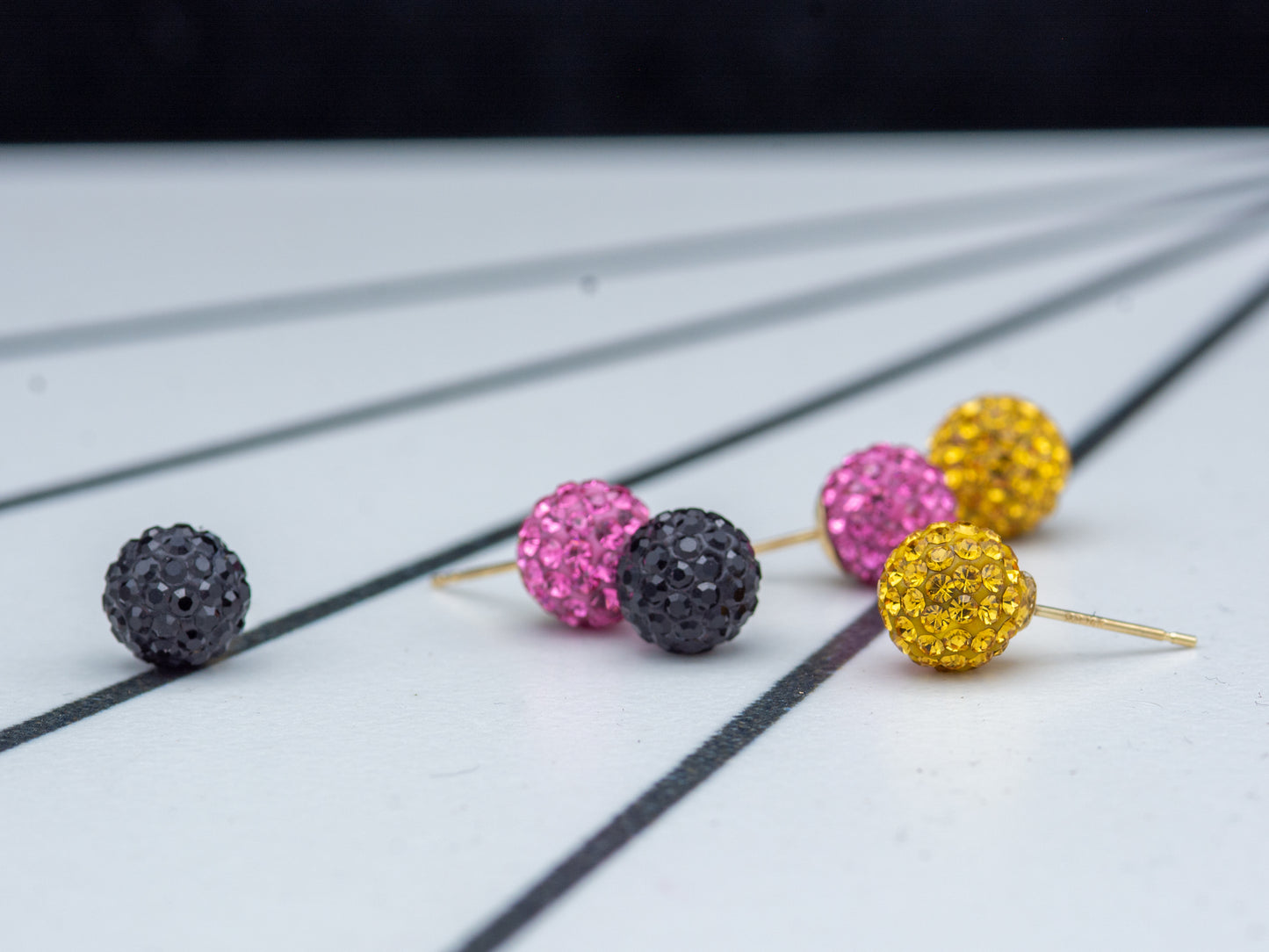 14k solid gold Crystal Disco Ball Stud earring