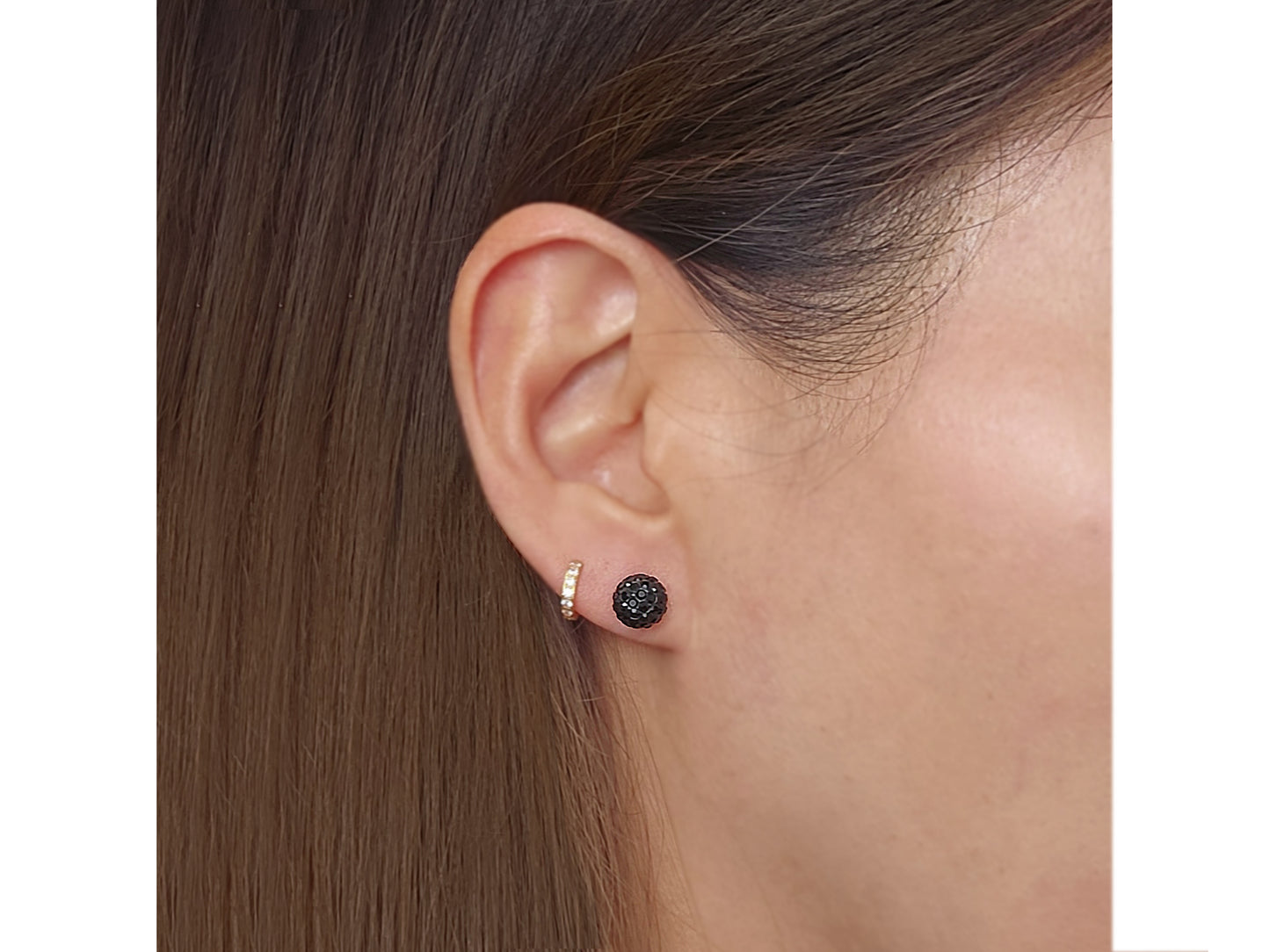 14k solid gold Crystal Disco Ball Stud earring
