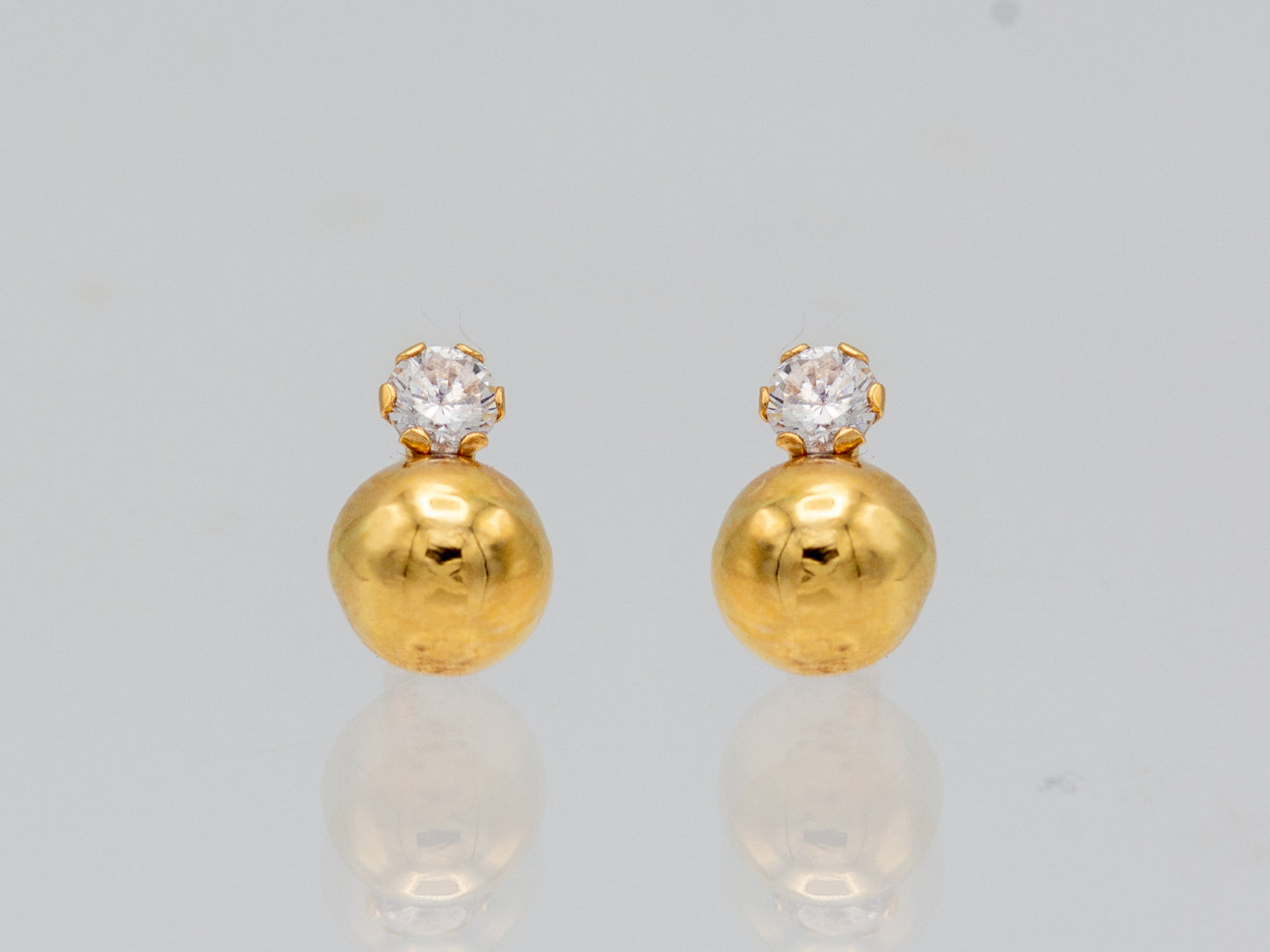 14k solid gold Simulated Diamond Ball earring