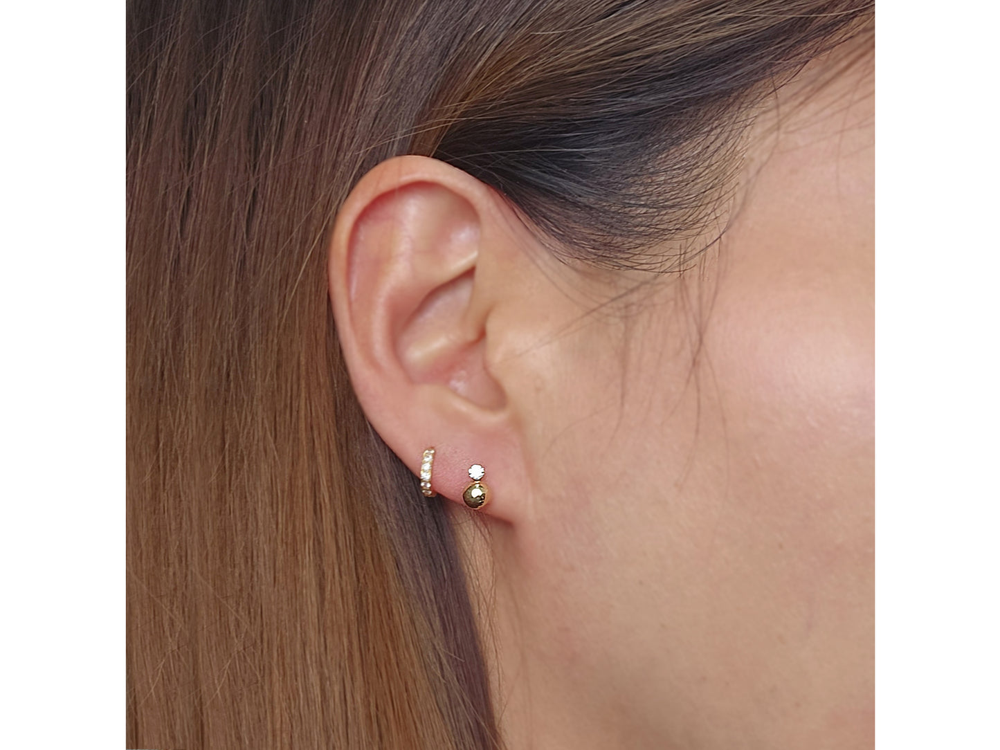 14k solid gold Simulated Diamond Ball earring