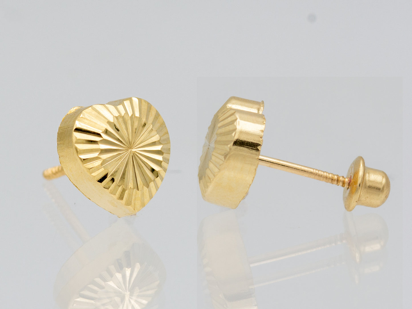 14k solid gold Diamond-Cut Heart earring