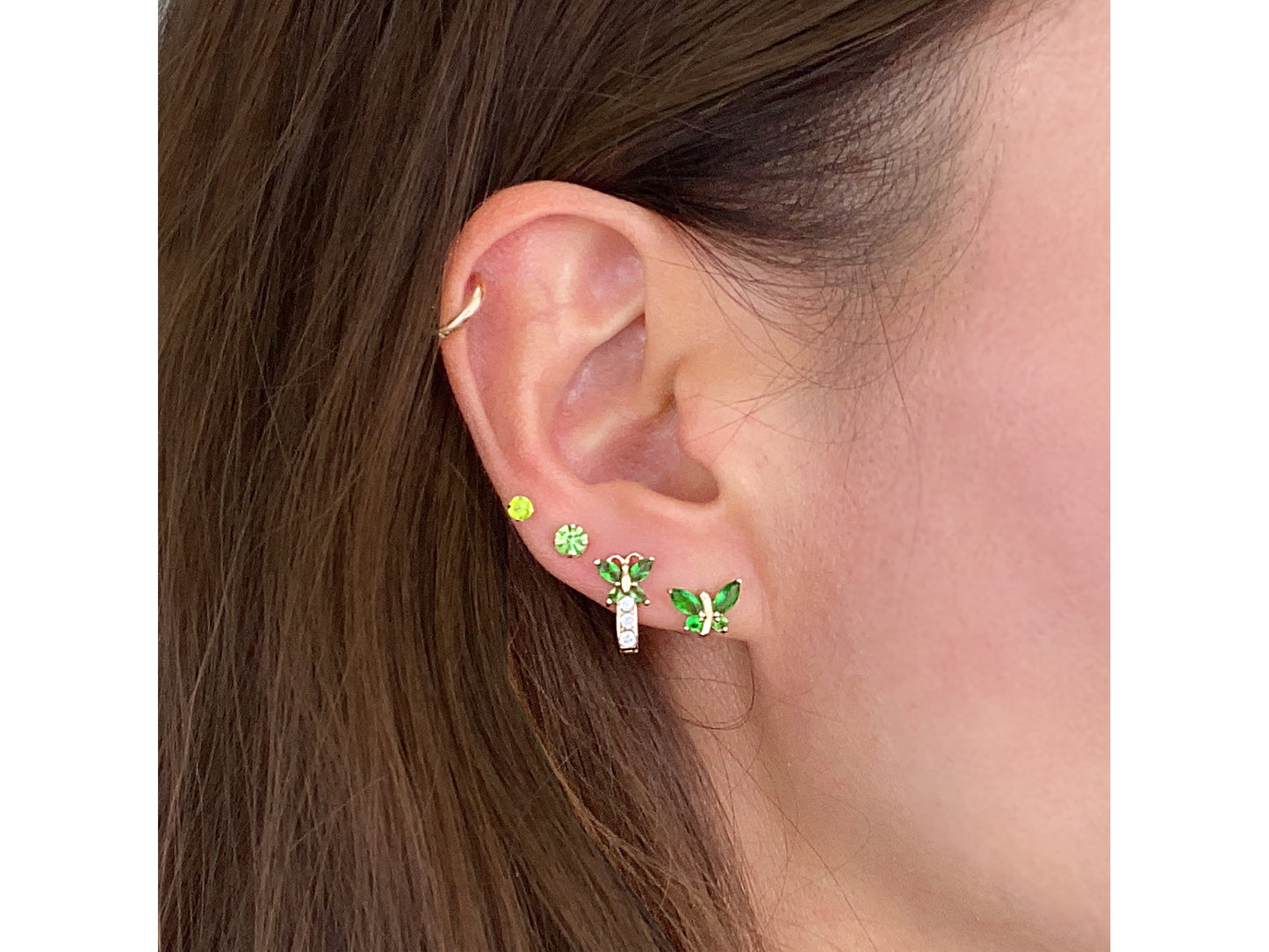 14kt Yellow Gold Butterfly Birthstone earrings
