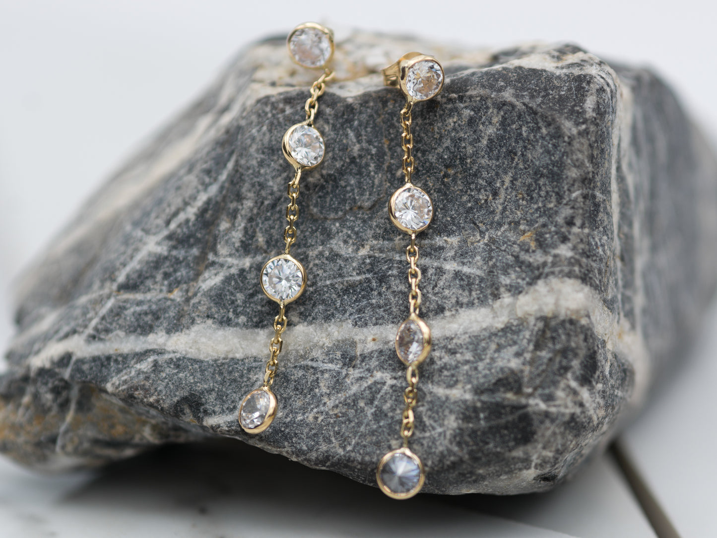 14K solid gold Drop earring with Chain