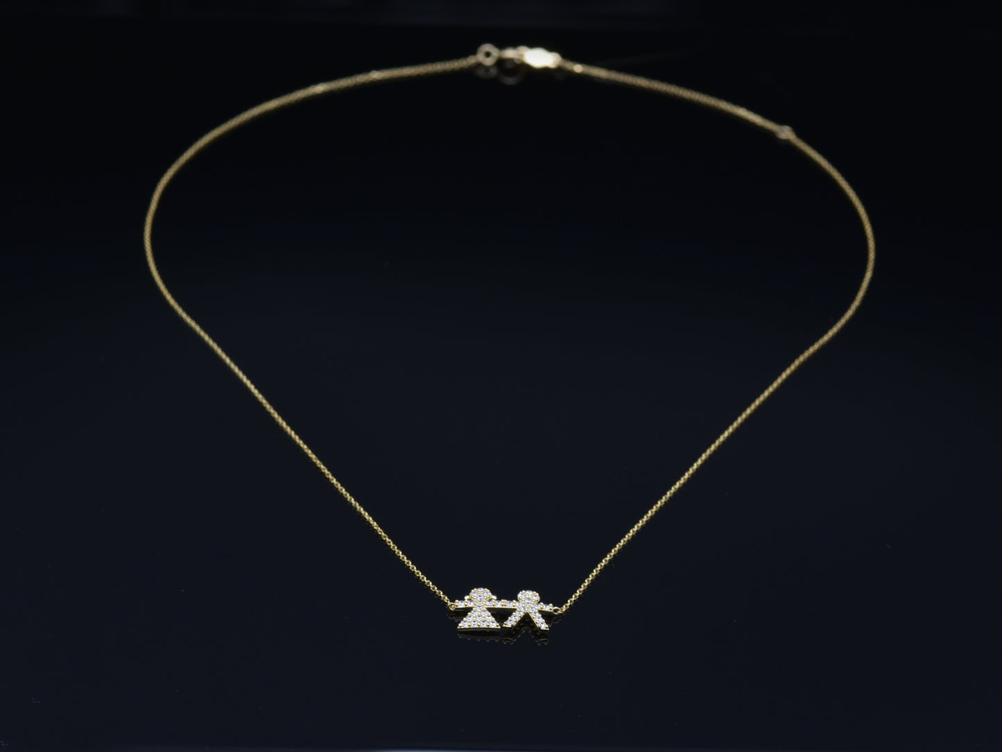 14k Solid Gold Charms, Boy Girl charm necklace