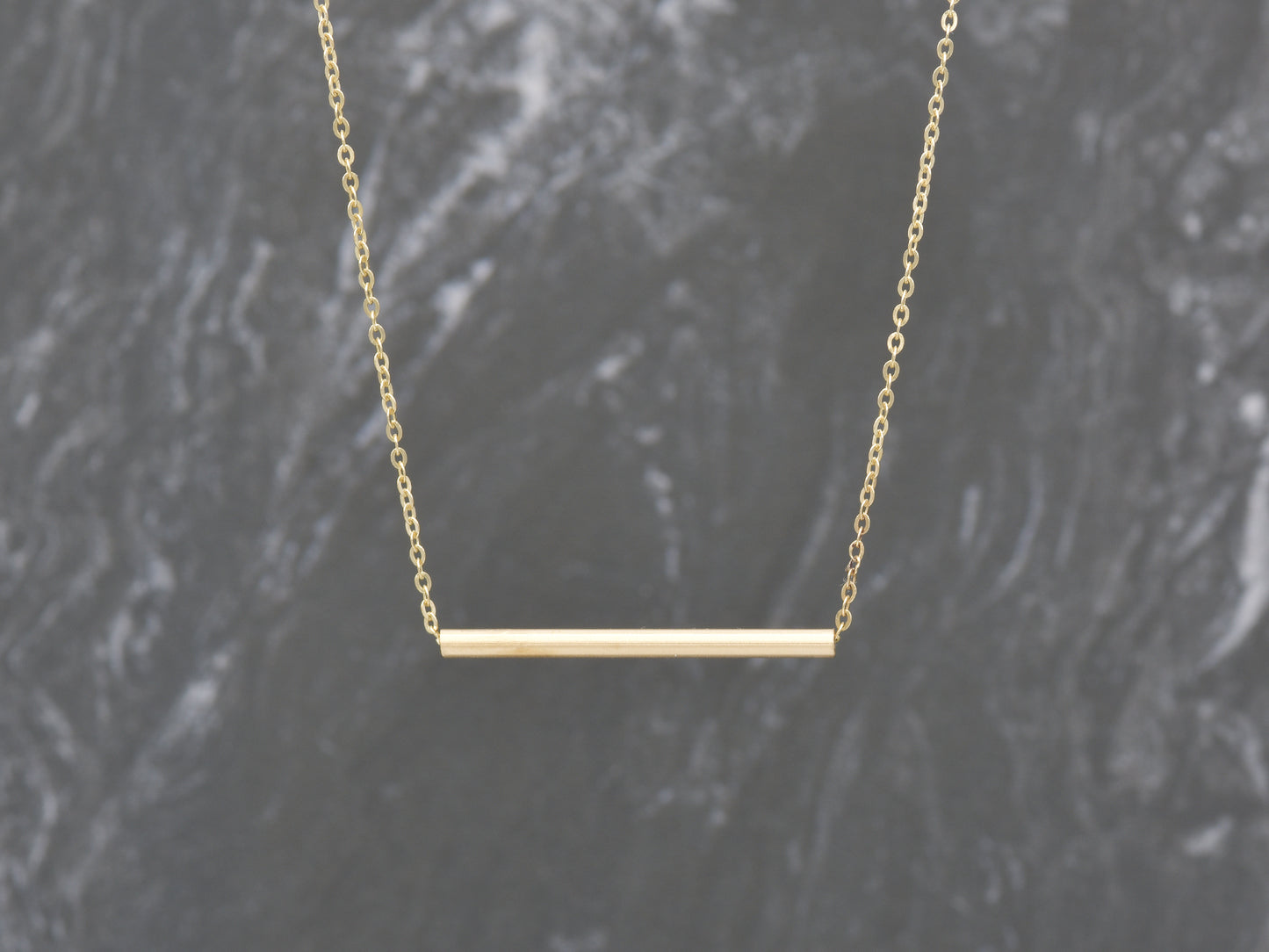 14k Gold Bar/ tube necklace Minimalist Necklace