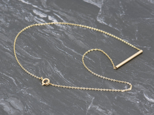 14k Gold Bar/ tube necklace Minimalist Necklace
