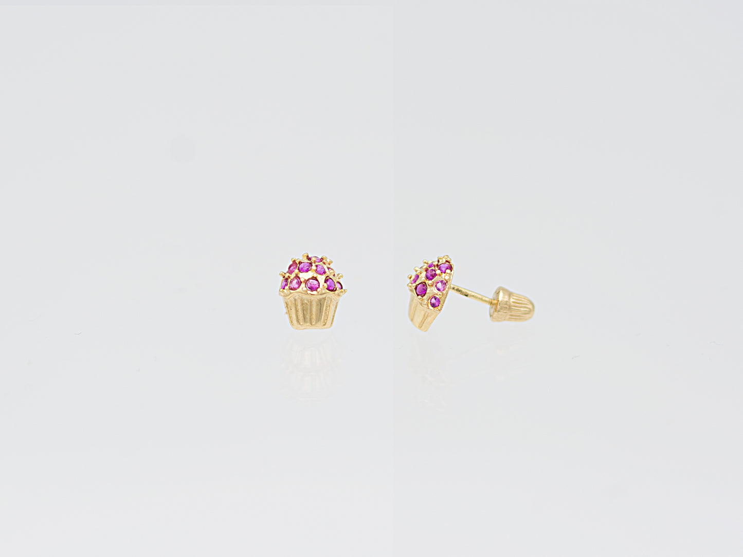 14K solid gold Cup Cake stud earring