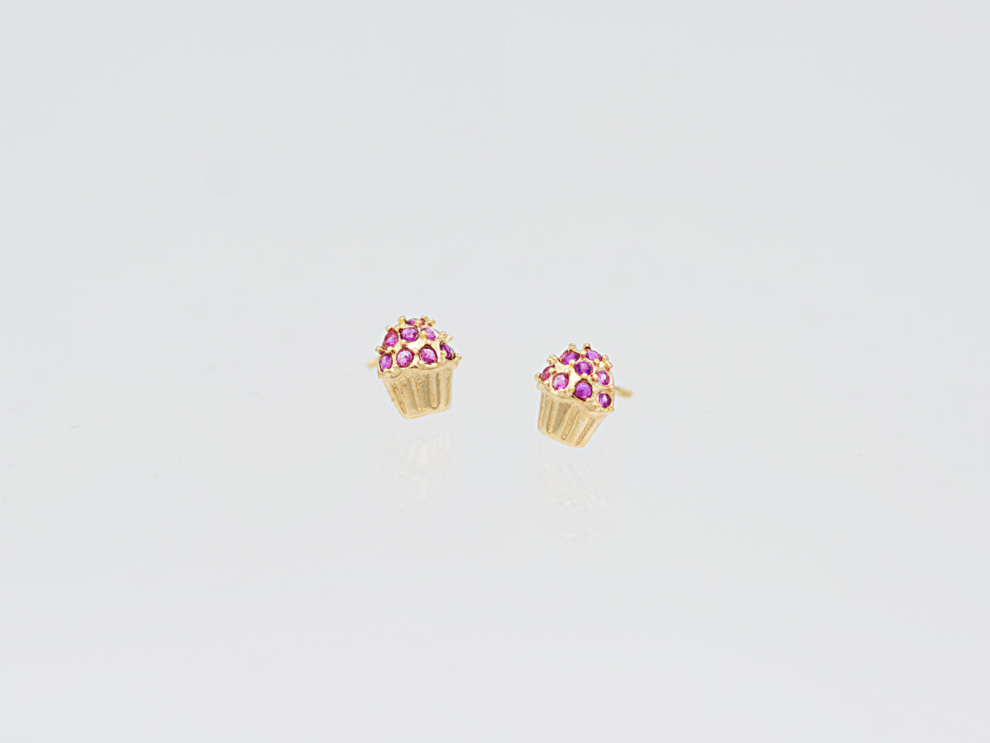 14K solid gold Cup Cake stud earring