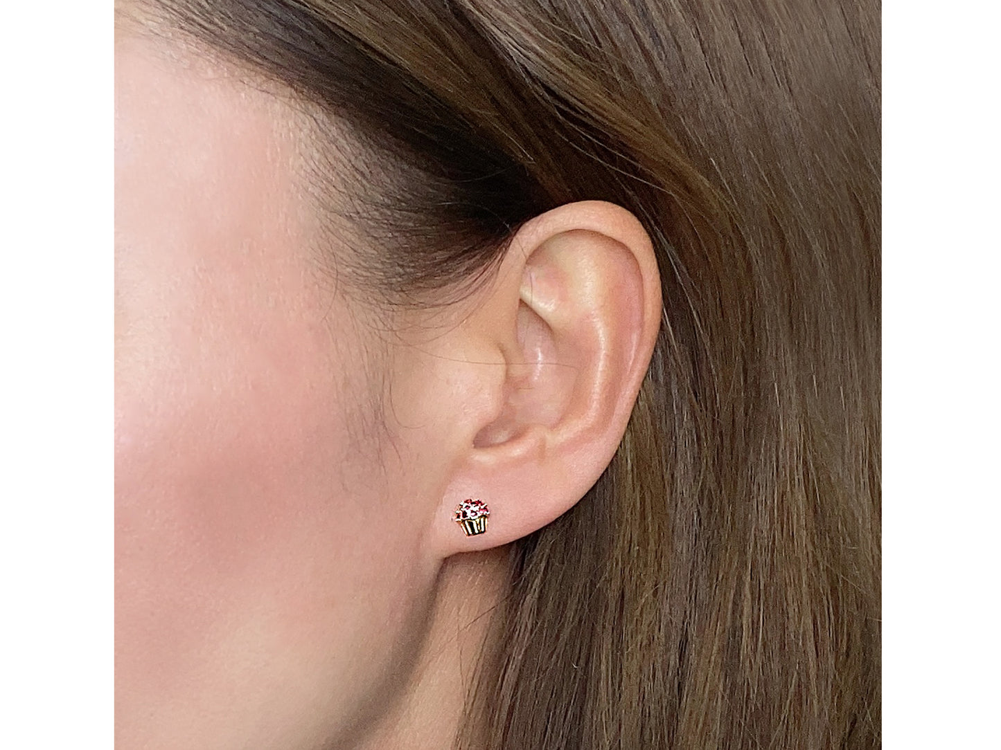14K solid gold Cup Cake stud earring