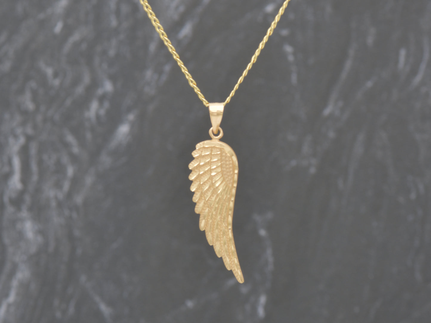 14k solid yellow gold Angel Wing Necklace