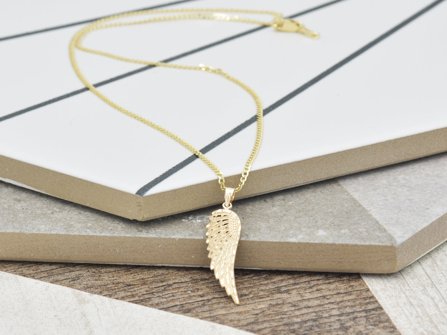 14k solid yellow gold Angel Wing Necklace