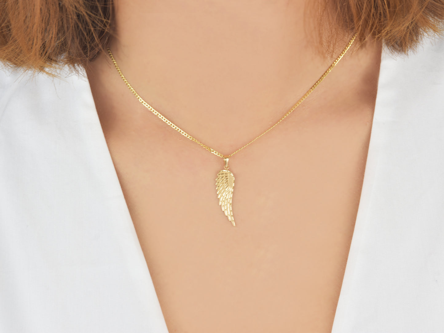 14k solid yellow gold Angel Wing Necklace