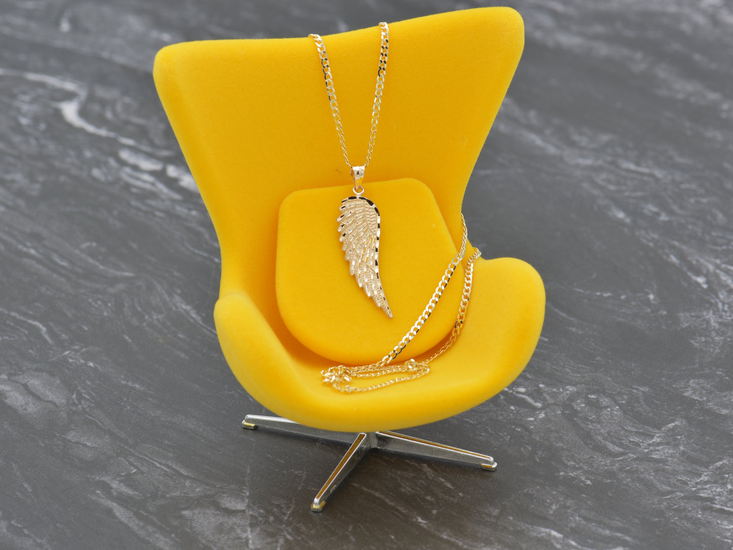 14k solid yellow gold Angel Wing Necklace