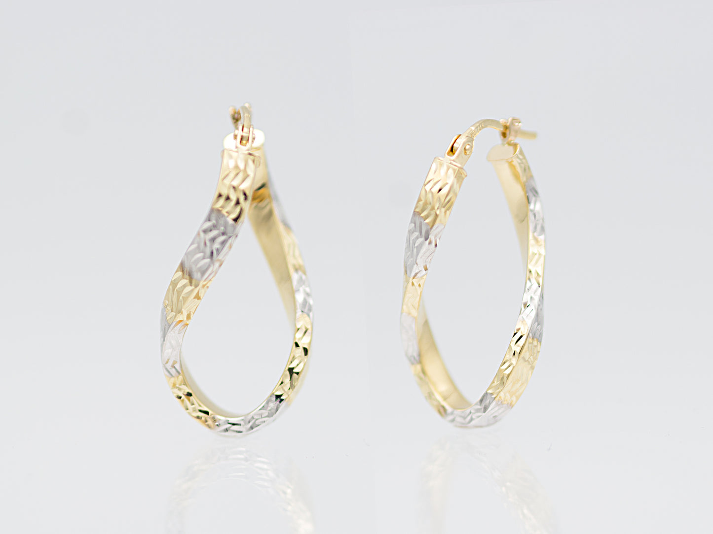 Diamond Cut Twisted Figure 8 Hoop Earrings