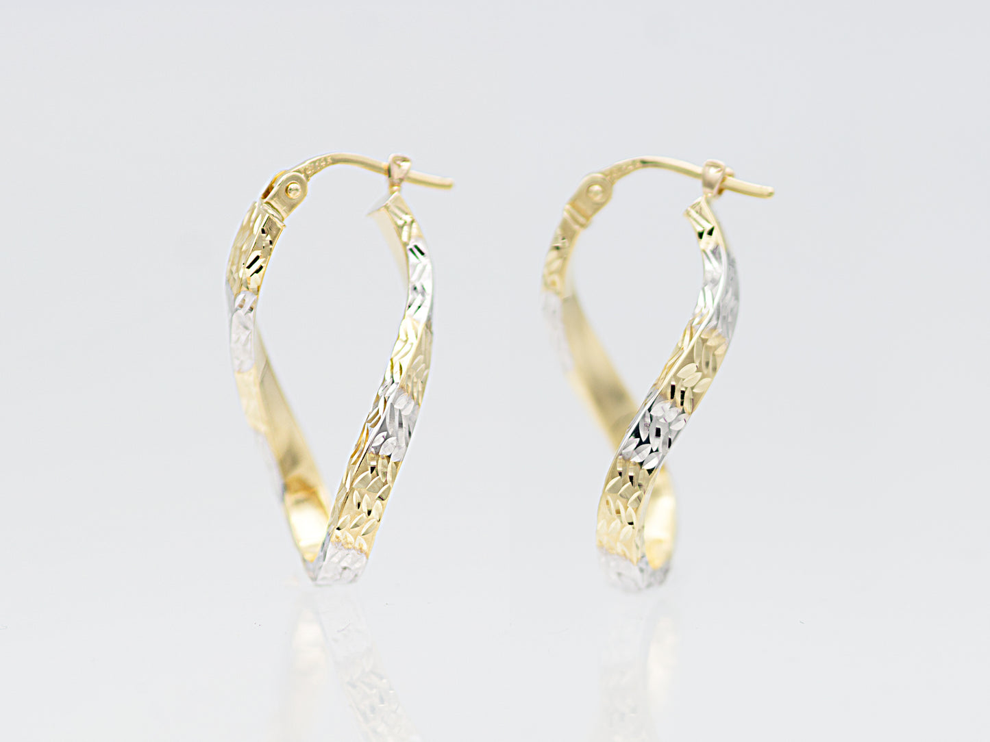 Diamond Cut Twisted Figure 8 Hoop Earrings