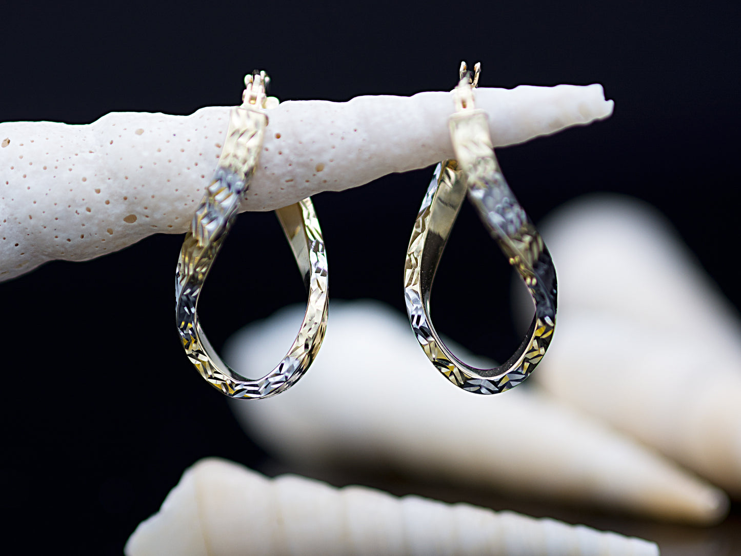 Diamond Cut Twisted Figure 8 Hoop Earrings
