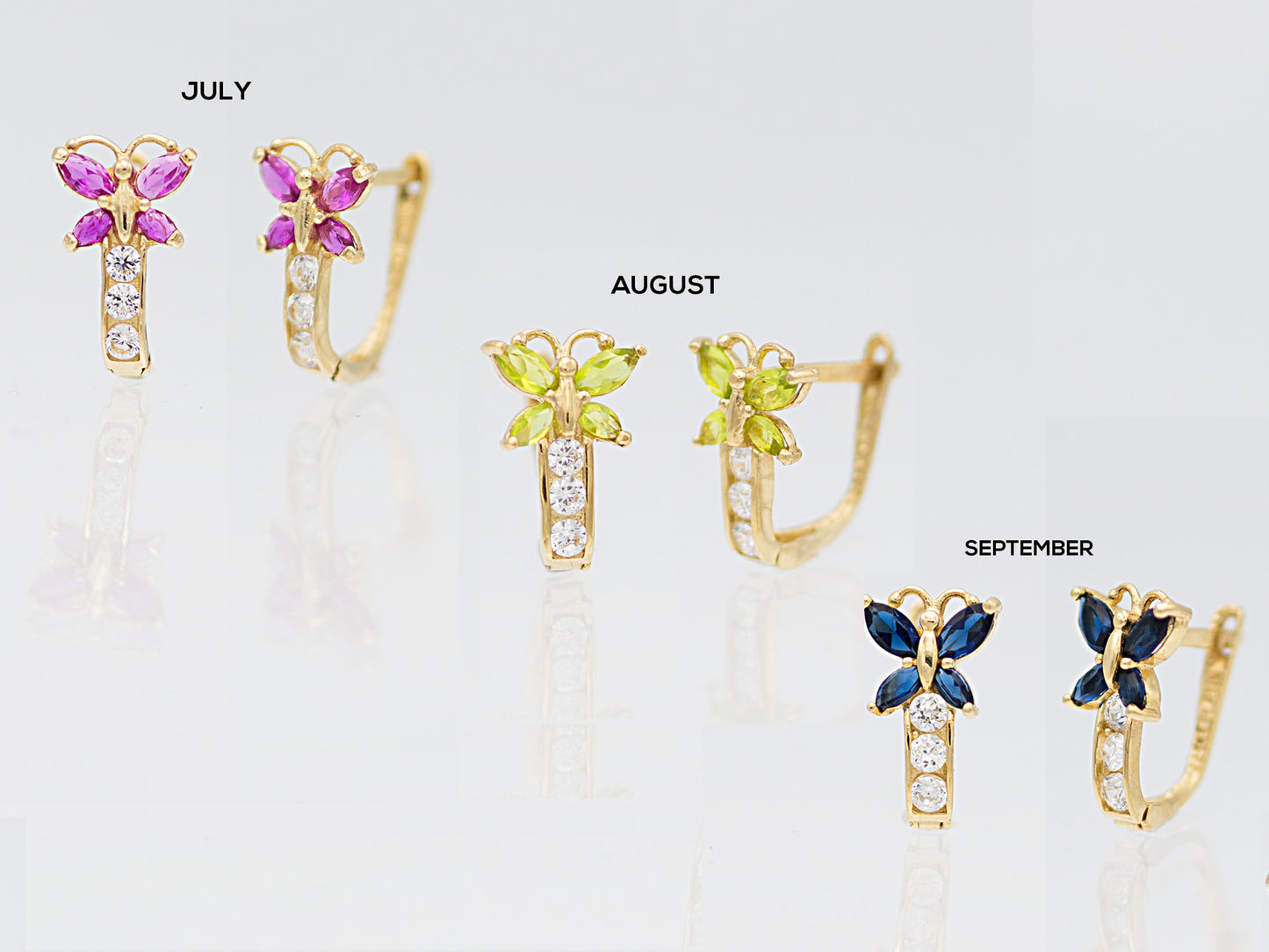 14kt Yellow Gold Butterfly Birthstone earrings