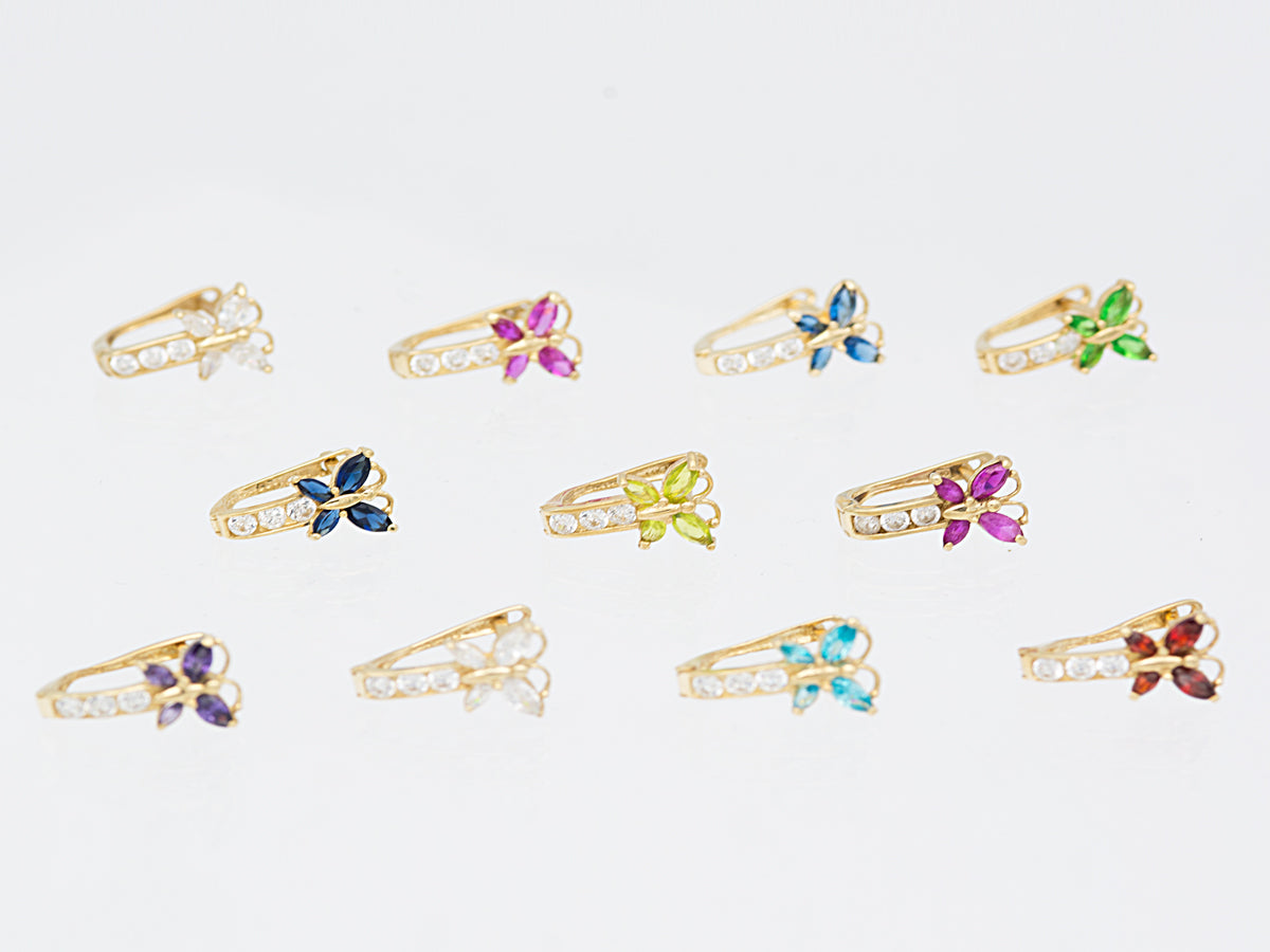 14kt Yellow Gold Butterfly Birthstone earrings
