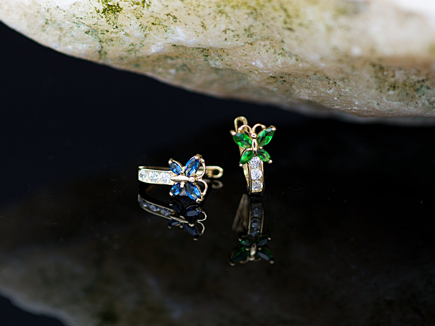 14kt Yellow Gold Butterfly Birthstone earrings