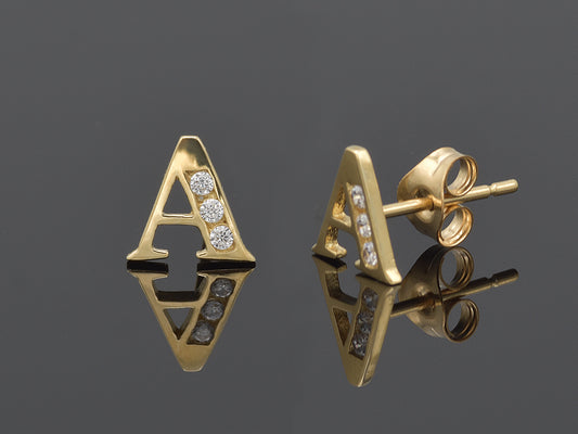 14K Initial Letter Alphabet Stud Earrings A-Z any Alphabet