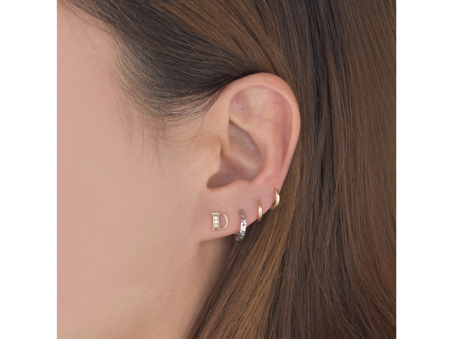 14K Initial Letter Alphabet Stud Earrings A-Z any Alphabet