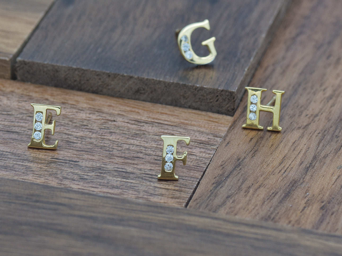 14K Initial Letter Alphabet Stud Earrings A-Z any Alphabet