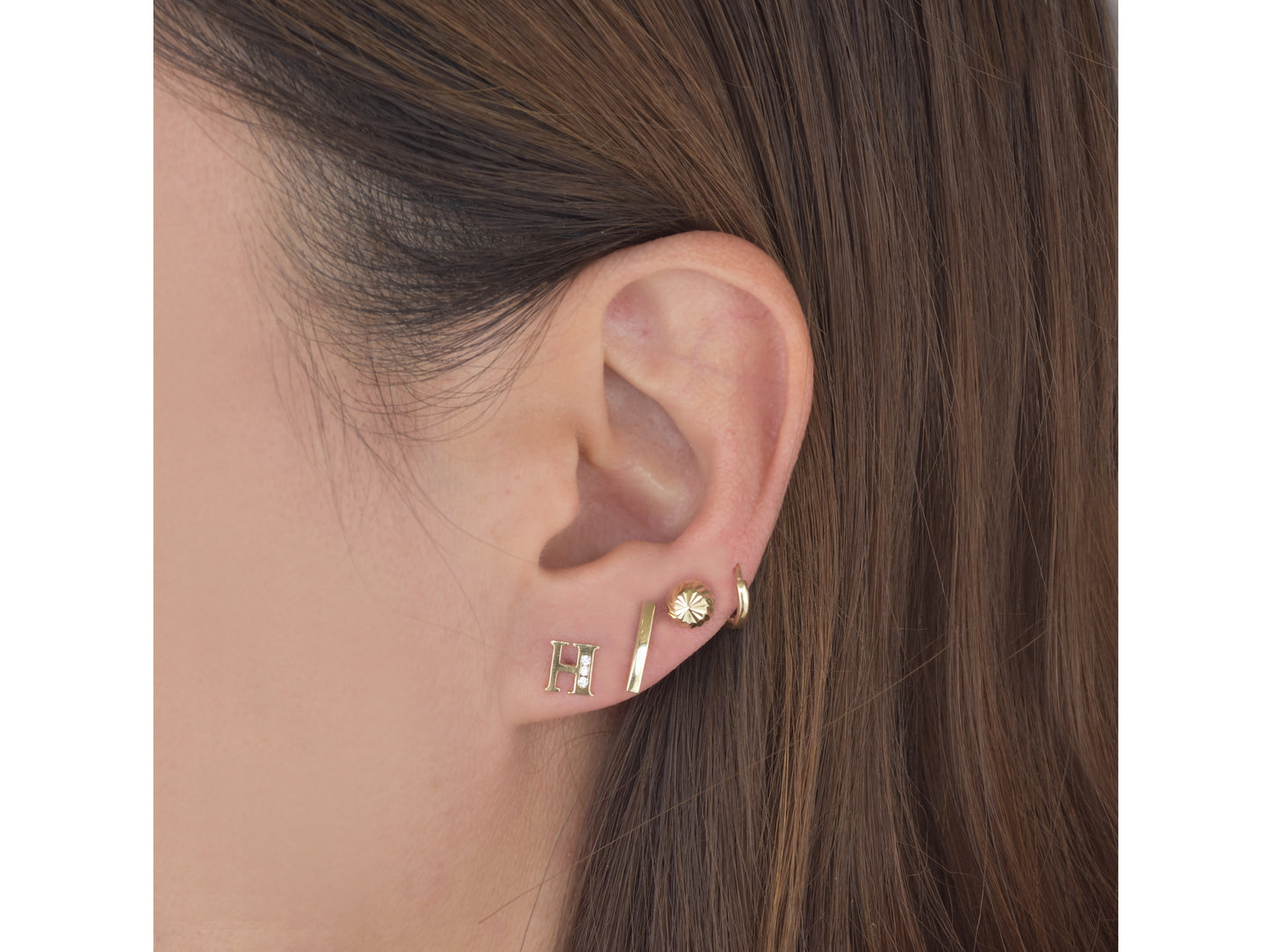 14K Initial Letter Alphabet Stud Earrings A-Z any Alphabet