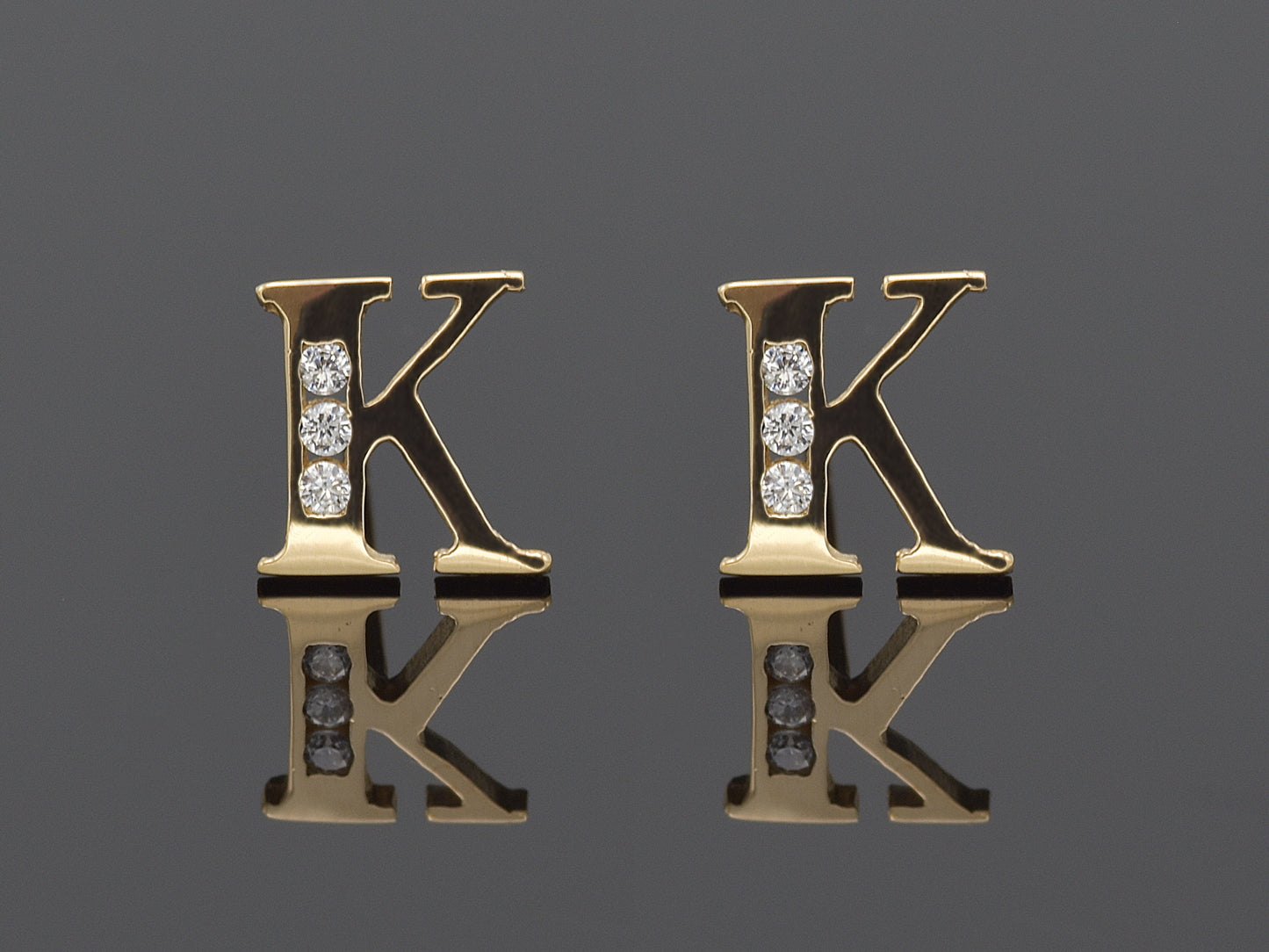 14K Initial Letter Alphabet Stud Earrings A-Z any Alphabet