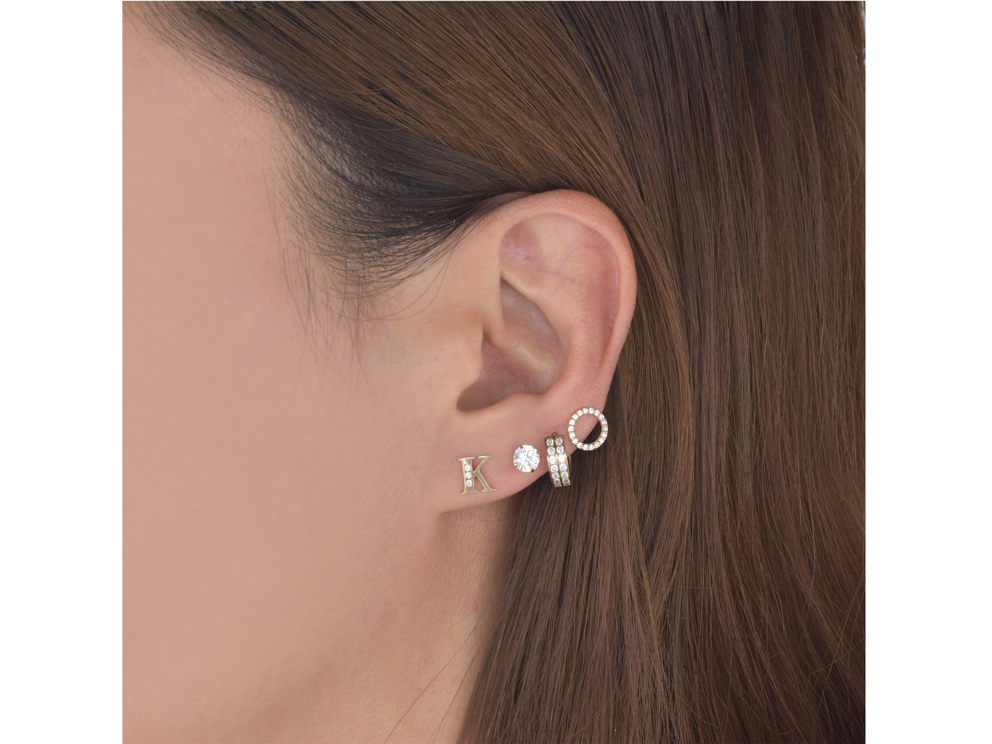 14K Initial Letter Alphabet Stud Earrings A-Z any Alphabet