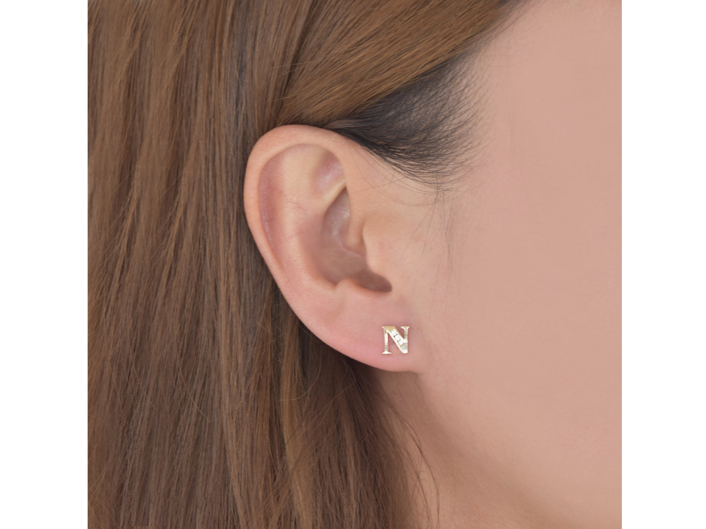 14K Initial Letter Alphabet Stud Earrings A-Z any Alphabet