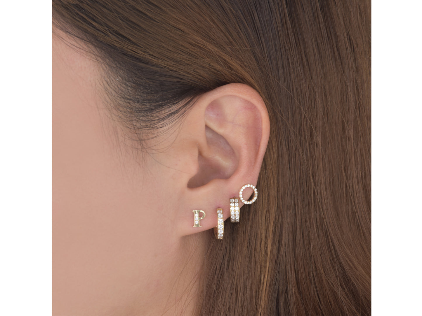 14K Initial Letter Alphabet Stud Earrings A-Z any Alphabet
