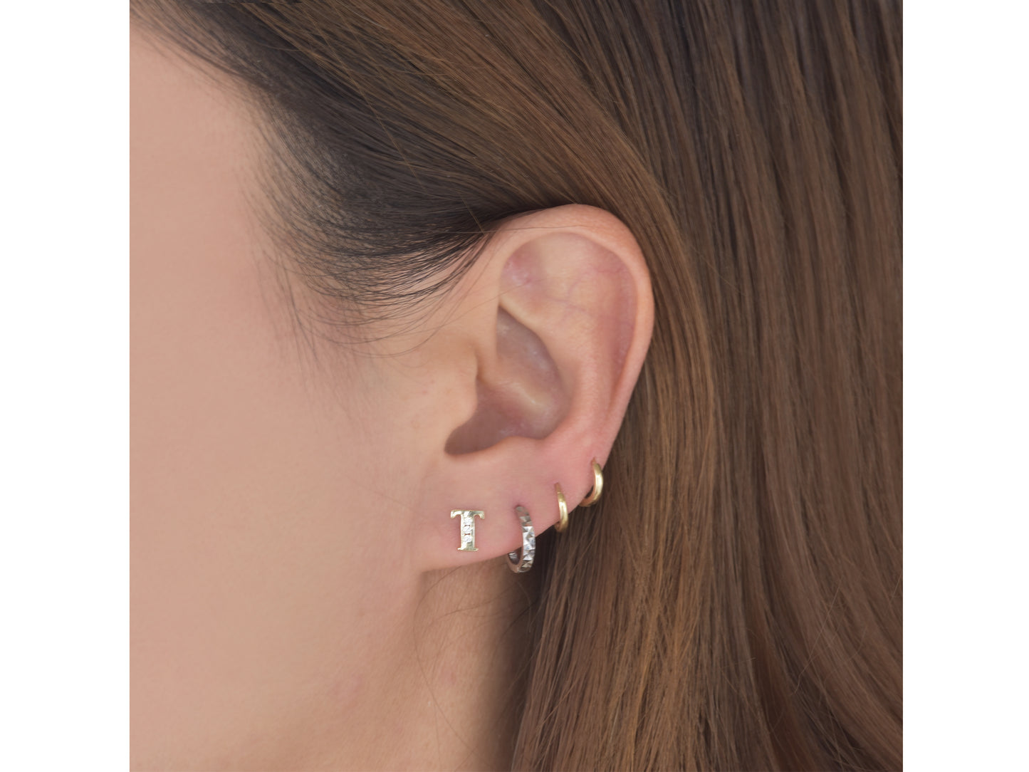 14K Initial Letter Alphabet Stud Earrings A-Z any Alphabet