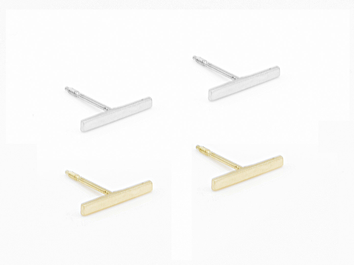 14k solid Yellow Gold Bar Earrings