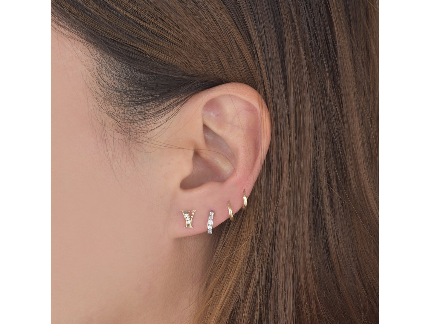 14K Initial Letter Alphabet Stud Earrings A-Z any Alphabet