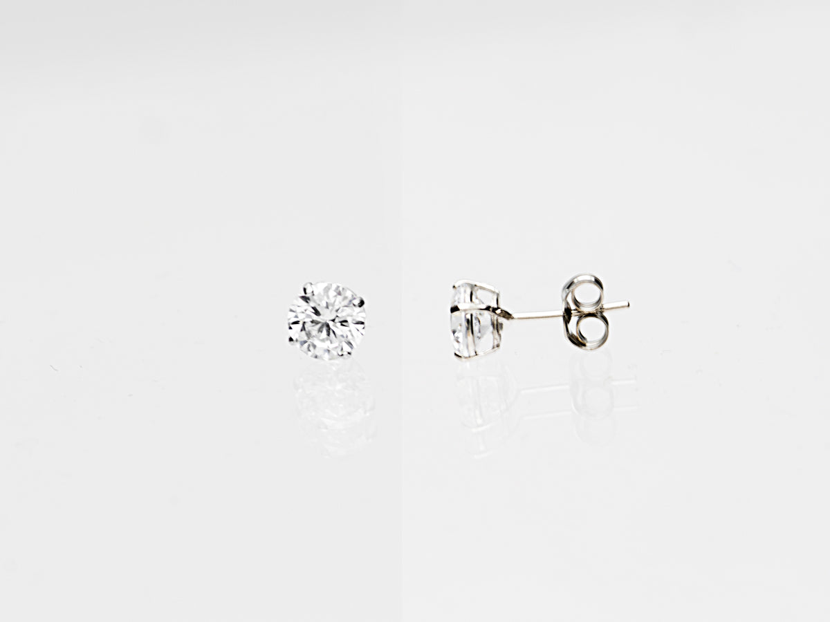 14K Solid Yellow Gold/ White Gold Stud Earring