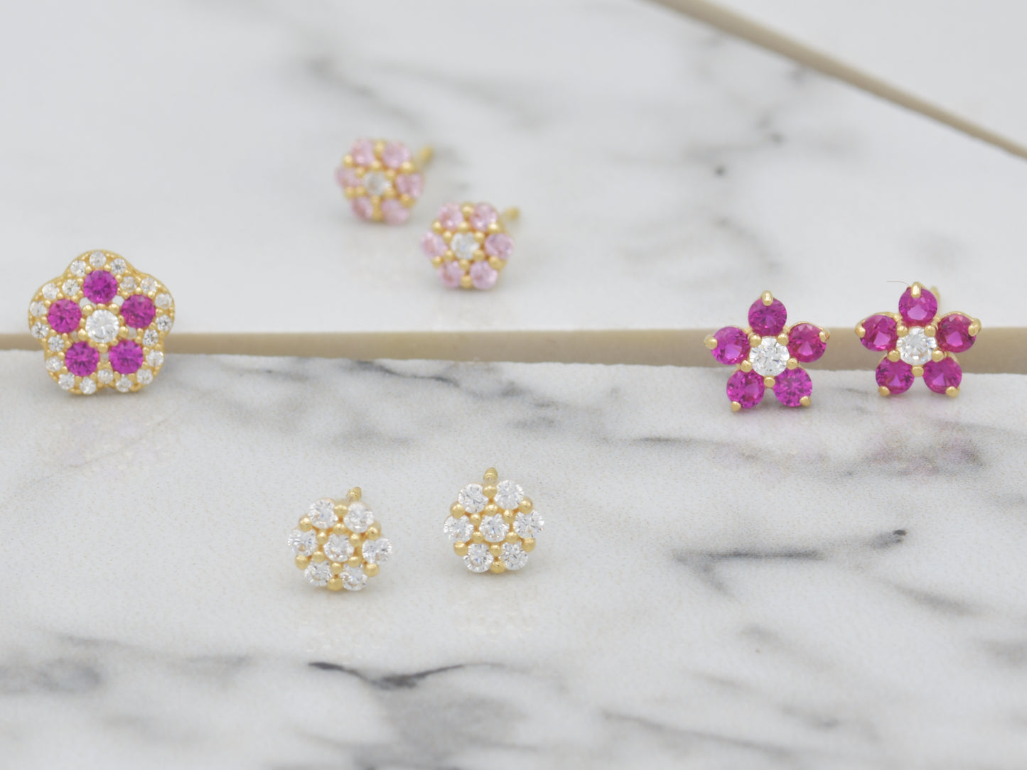 Tiny 14K Floral post earring