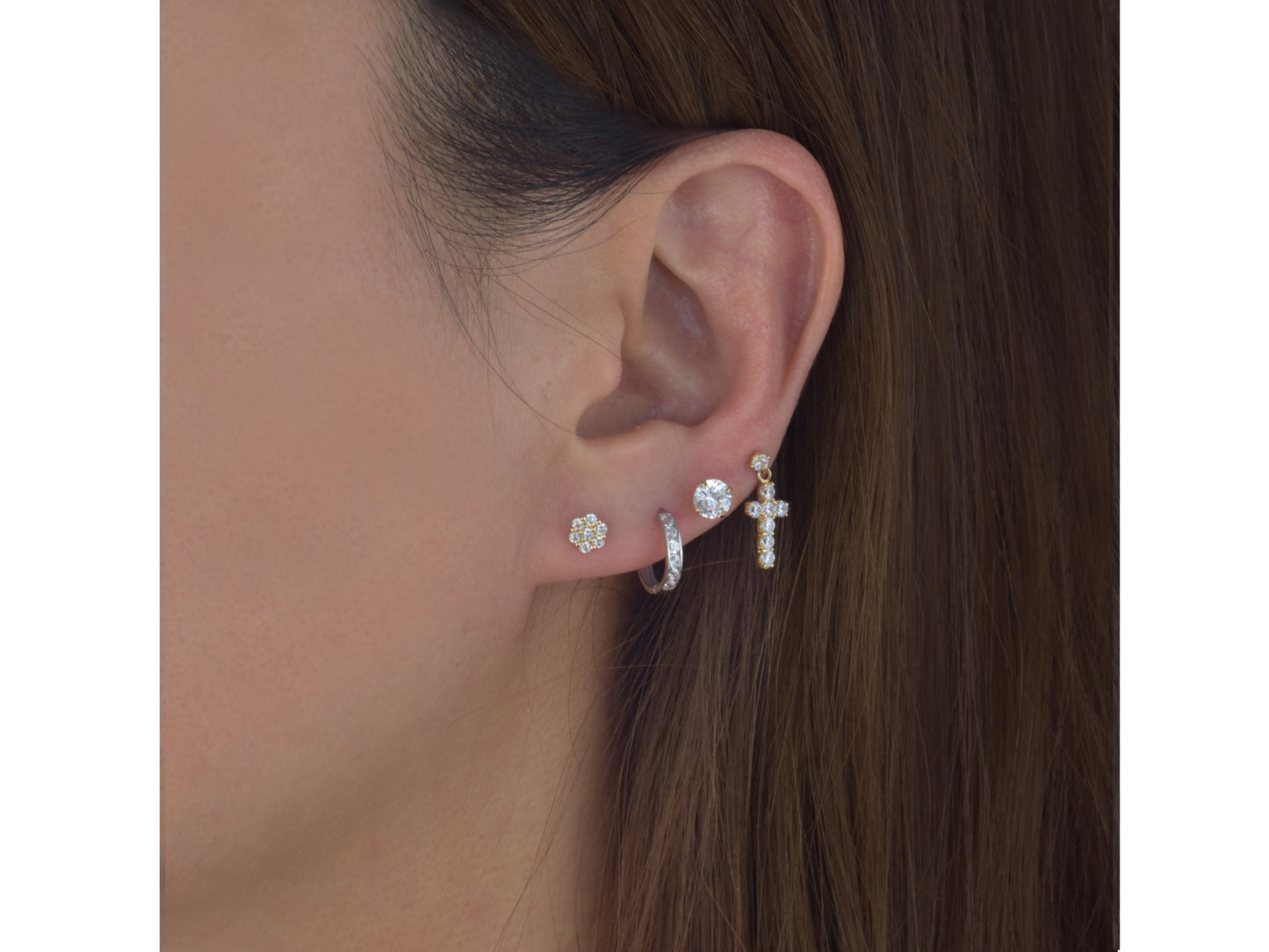Tiny 14K Floral post earring